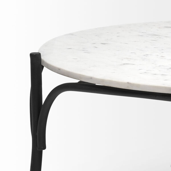 Etienne White and Black Round Marble Top Coffee Table, image 5