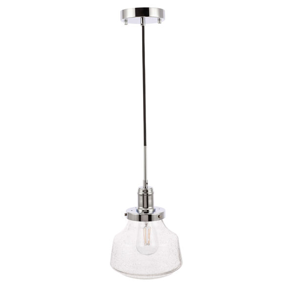 Lyle Chrome Eight-Inch One-Light Mini Pendant with Clear Seeded Glass, image 3