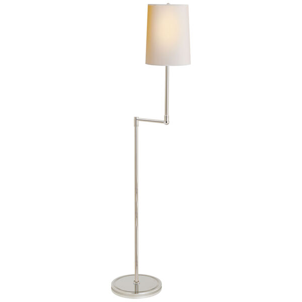 Ziyi Pivoting Floor Lamp in Polished Nickel with Natural Paper Shade by Thomas O'Brien, image 1