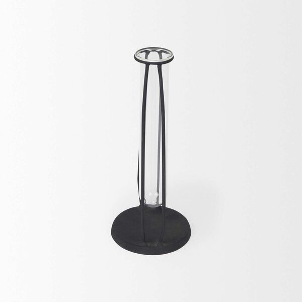 Aria Black 10-Inch Metal and Glass Test Tube Vase, image 3