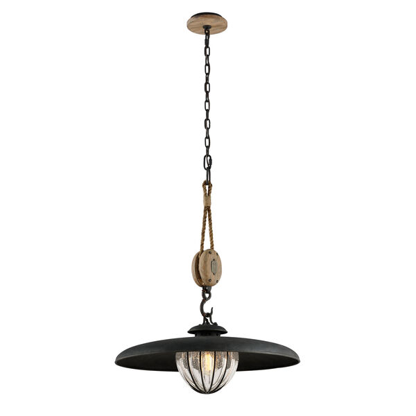 Murphy Vintage Iron 24-Inch One-Light Pendant with Hand-Blown Glass, image 1