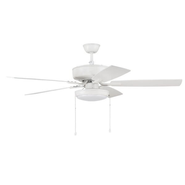 Pro Plus White 52-Inch LED Ceiling Fan with Frost Acrylic Pan Shade, image 1