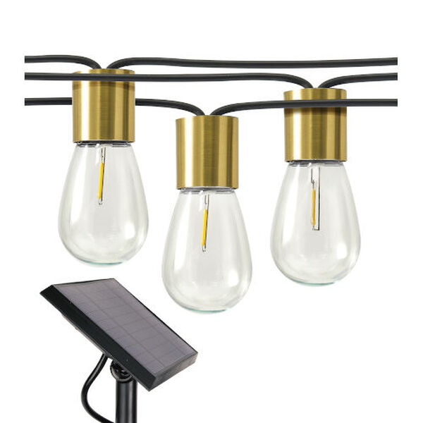 Glow Brass 12-Light LED Outdoor Solar Non-Hanging String Light, image 1