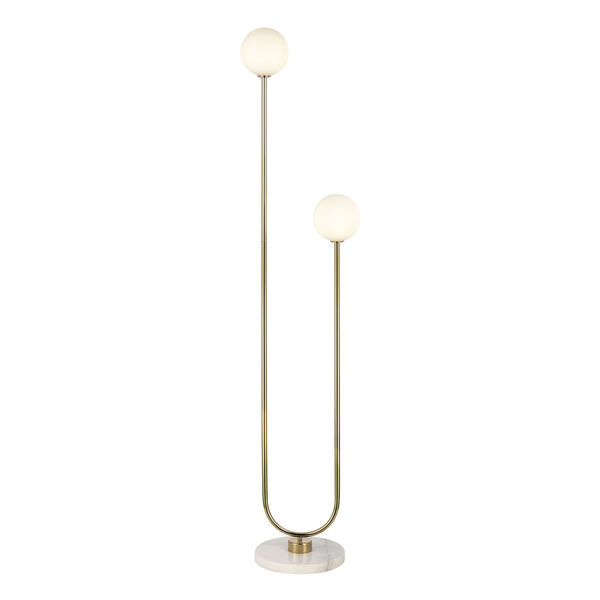 Ridgevale Satin Gold and White Two-Light LED Floor Lamp, image 1