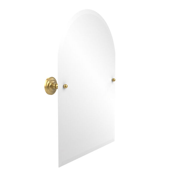 Frameless Arched Top Tilt Mirror with Beveled Edge, Unlacquered Brass, image 1