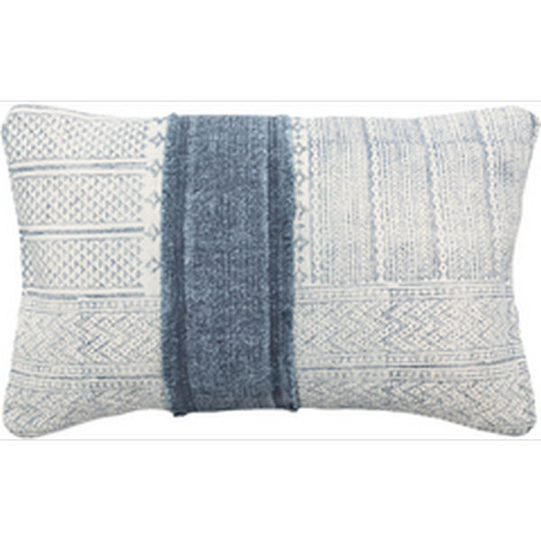 Lola Ivory and Navy 14 x 22-Inch Pillow with Down Fill, image 1