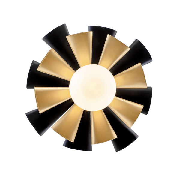 Daphne Matte Black French Gold 12-Inch LED Pendant, image 3