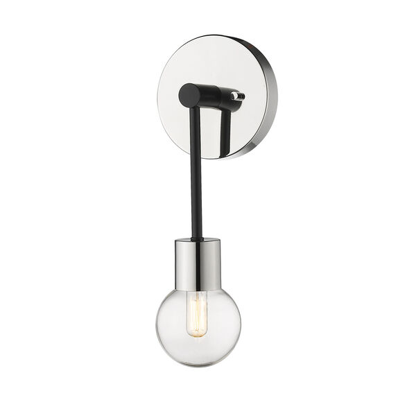 Neutra Matte Black and Polished Nickel One-Light Wall Sconce, image 5
