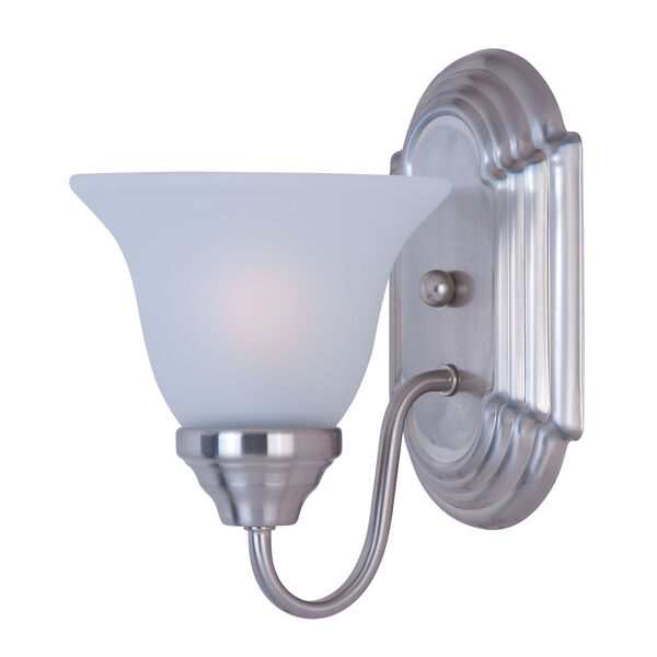 Essentials - 801x Satin Nickel One-Light Bath Fixture with Frosted Glass, image 1