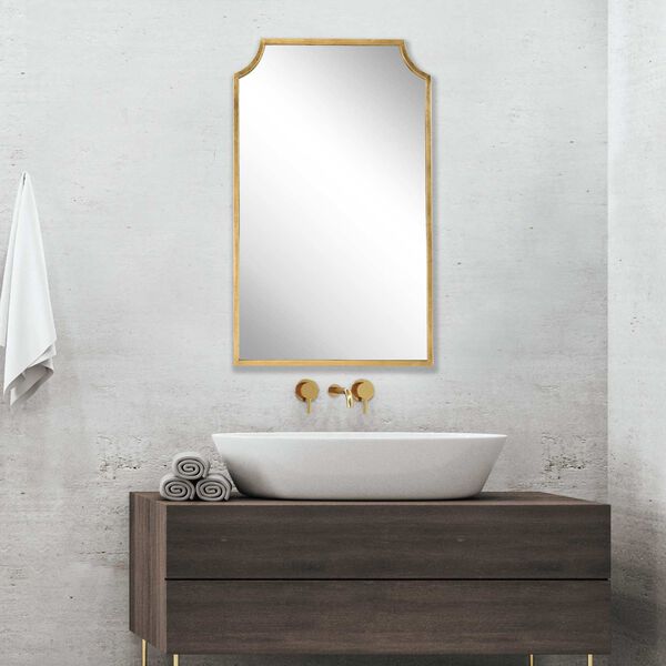 Uptown Curved Corner Gold Frame Wall Mirror, image 4