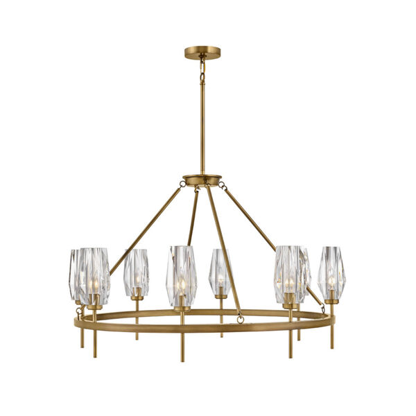 Ana Heritage Brass 36-Inch Eight-Light Pendant With Faceted Clear Crystal Glass, image 1