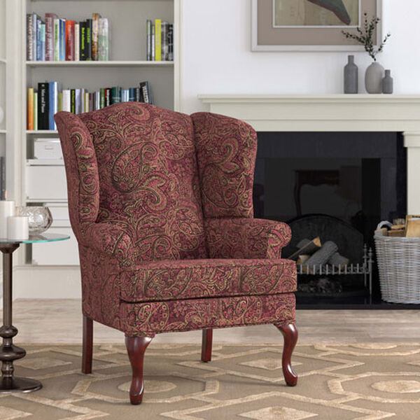Paisley Cranberry Wing Back Chair, image 3