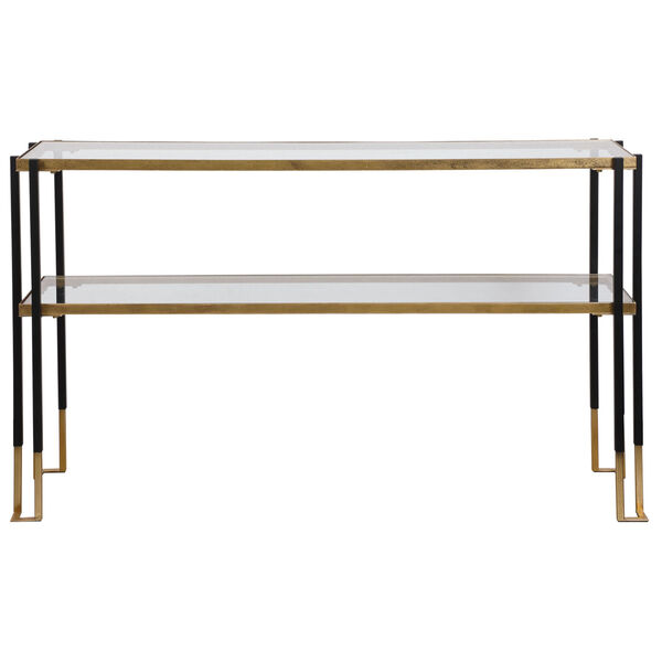 Kentmore Black and Brushed Gold 54-Inch Console Table, image 1