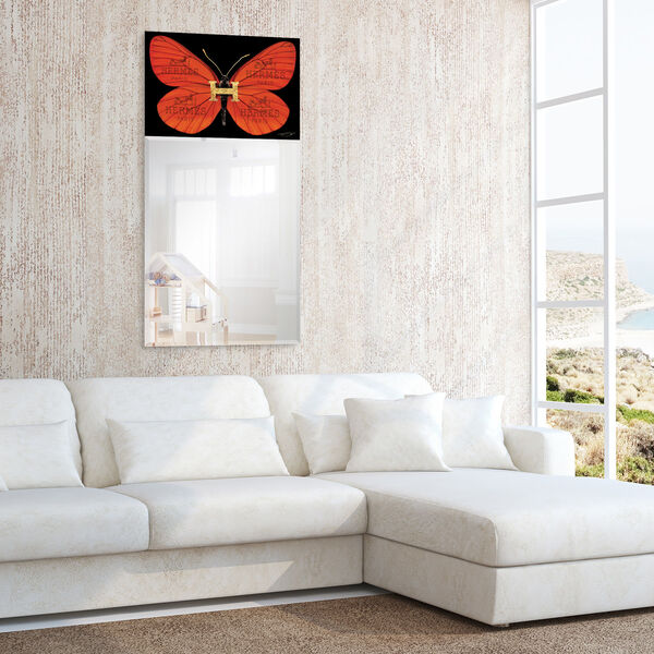 Designer Butterfly Red 48 x 24-Inch Rectangle Beveled Wall Mirror, image 6