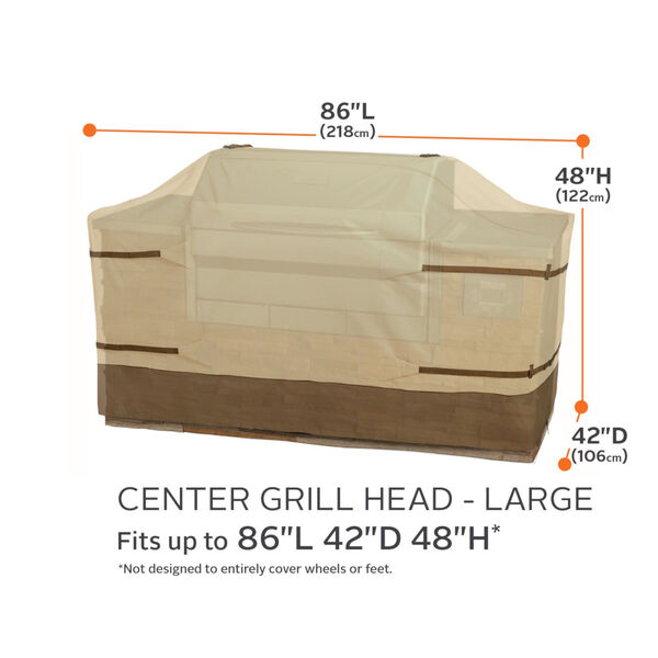 Ash Beige and Brown BBQ Grill Cover for 86-Inch Island with Center Grill Head, image 4