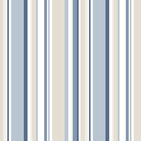 Step Stripe Blue and Beige Wallpaper - SAMPLE SWATCH ONLY, image 1