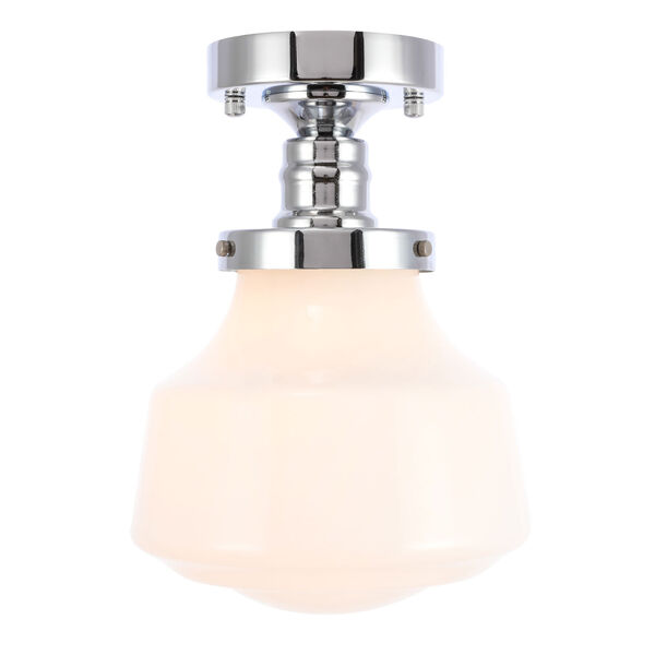 Lyle Chrome Eight-Inch One-Light Flush Mount with Frosted White Glass, image 1