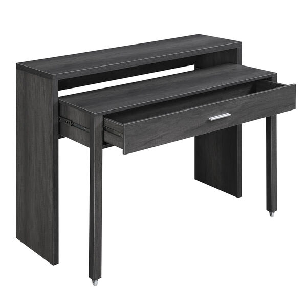 Newport JB Charcoal Gray Sliding Desk with Drawer and Riser, image 1