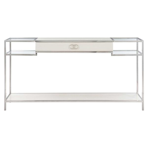 Silhouette Eggshell and Stainless Steel Console Table, image 1