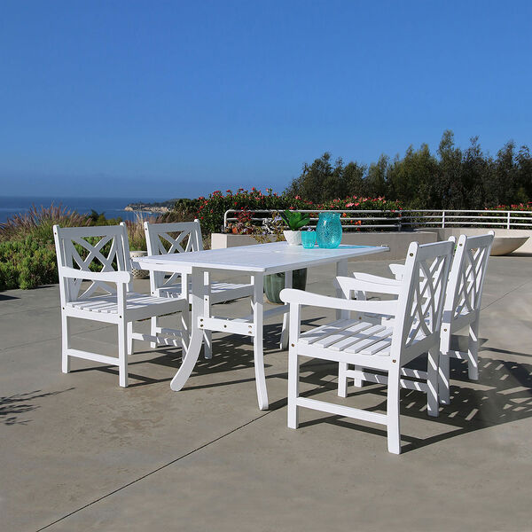 Bradley Outdoor 5-piece Wood Patio Dining Set in White, image 1