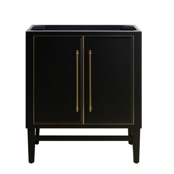 Black 30-Inch Bath vanity Cabinet with Gold Trim, image 1