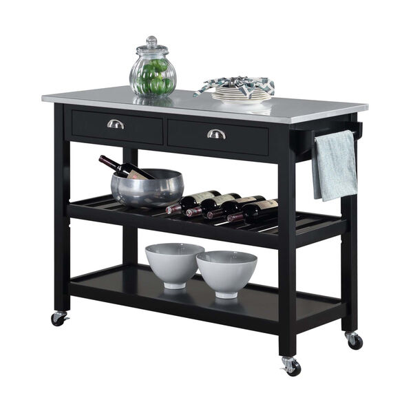 American Heritage 3 Tier Stainless Steel Kitchen Cart with Drawers, image 2