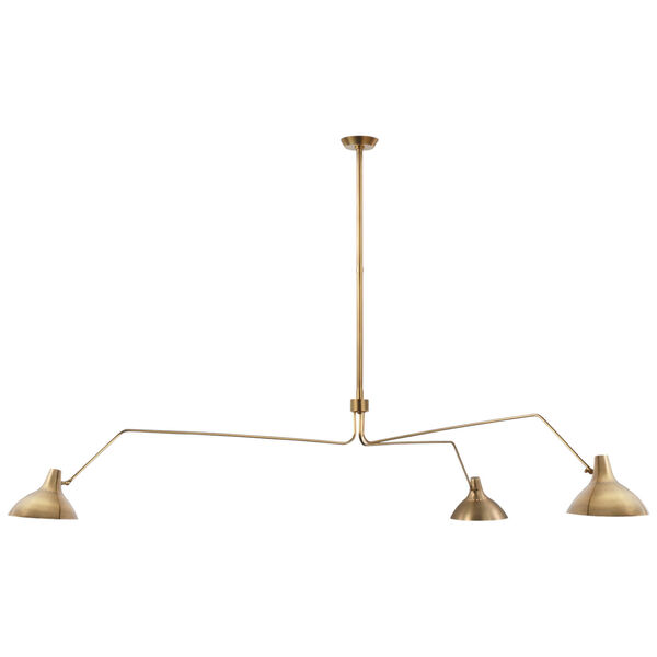 Charlton Grande Triple Arm Chandelier in Hand-Rubbed Antique Brass by AERIN, image 1