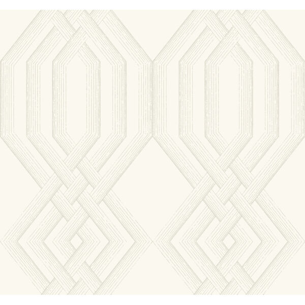 Handpainted  Taupe Ettched Lattice Wallpaper, image 2