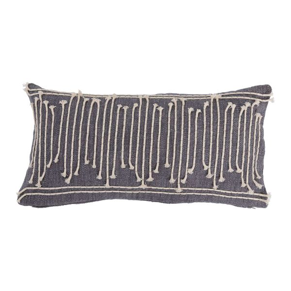 Gray Cotton Lumbar 24 x12-Inch Pillow, image 1