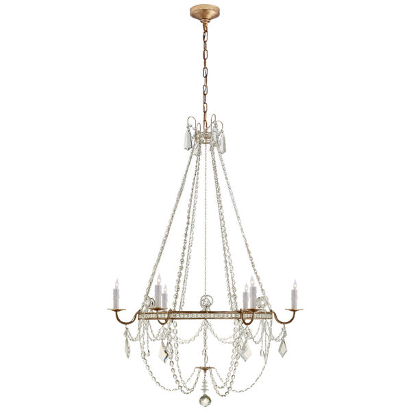 Sharon Medium Chandelier in Gilded Iron with Crystal Trim by J. Randall Powers, image 1
