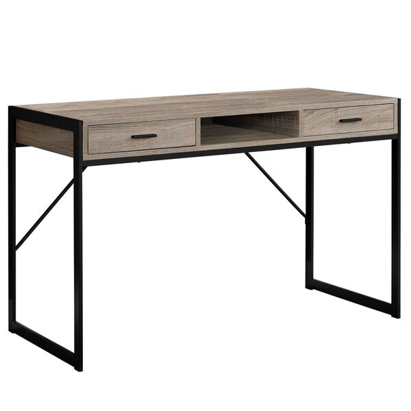 Dark Taupe and Black 22-Inch Computer Desk with Storage Drawers, image 1