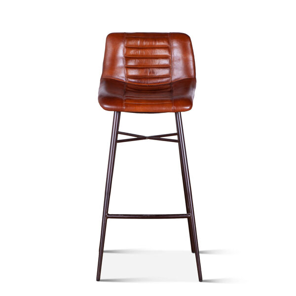 Hudson Brown Low Back Leather Bar Chair, image 1