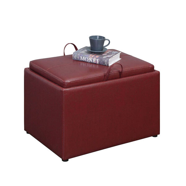 Designs4Comfort Burgundy Faux Leather 16-Inch Storage Ottoman, image 2