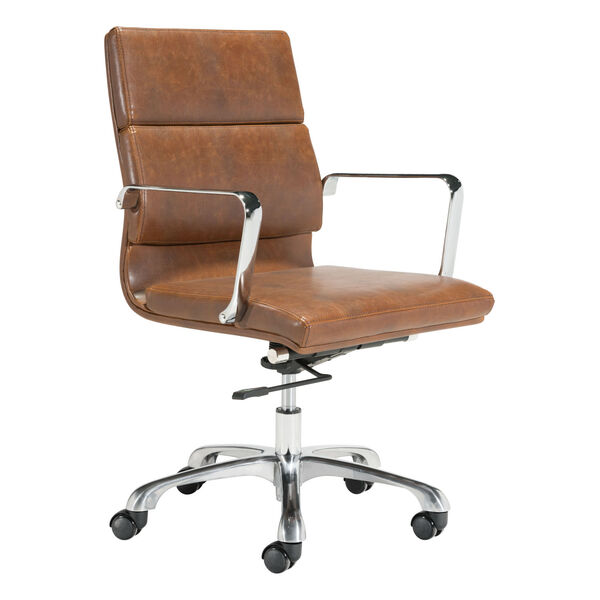Ithaca Vintage Brown and Silver Office Chair, image 1