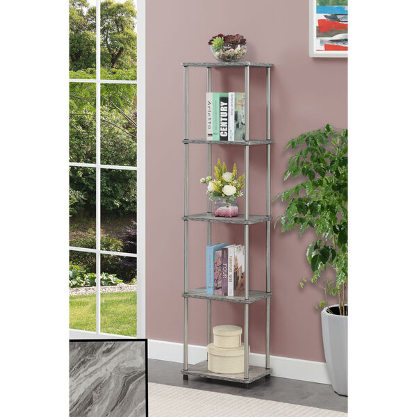 Design2Go Faux Gray Marble and Chrome Five-Tier Tower, image 2