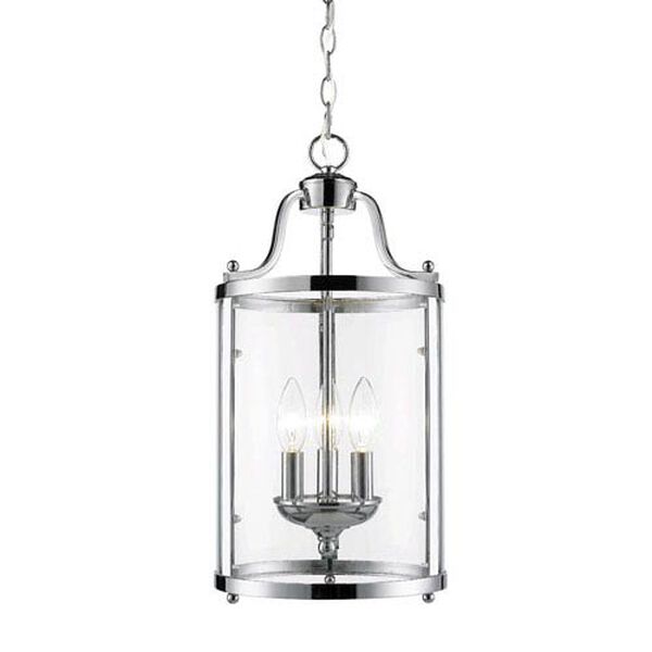 Payton Chrome Three-Light Pendant with Clear Glass, image 2