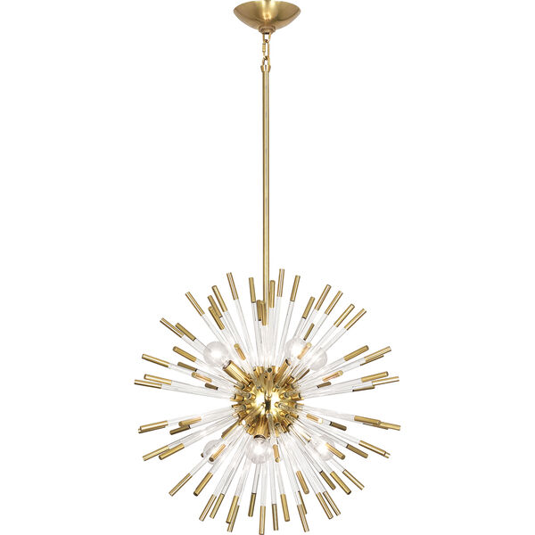 Andromeda Modern Brass with Clear Acrylic Rods 20-Inch Eight-Light Chandelier, image 1