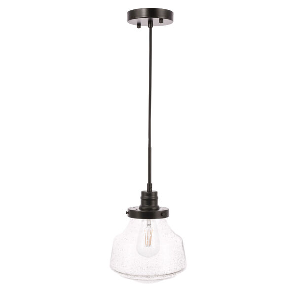 Lyle Black Eight-Inch One-Light Mini Pendant with Clear Seeded Glass, image 3