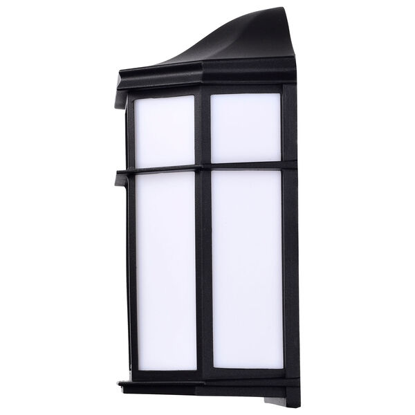 Black LED Cage Lantern Outdoor Wall Mount with White Linen Acrylic, image 5