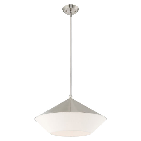 Stockholm Brushed Nickel 18-Inch One-Light Pendant with Brushed Nickel Metal Shade with Hand Crafted Hardback Shade, image 4