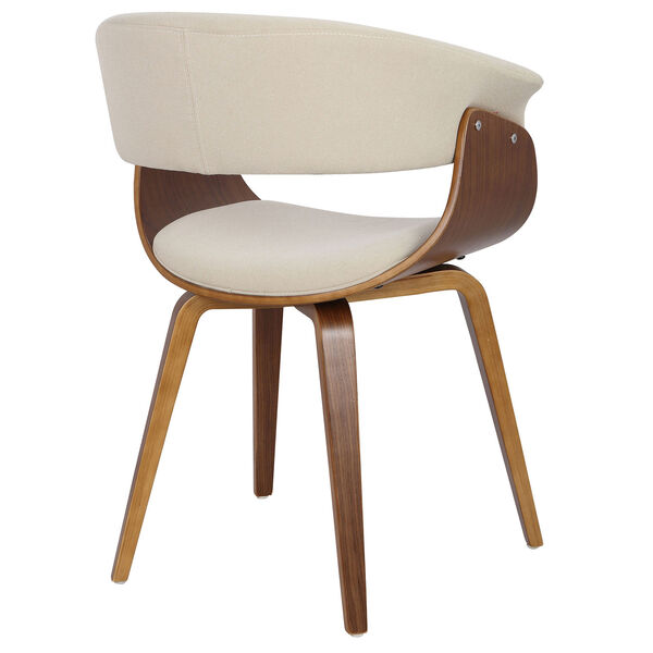 Vintage Mod Walnut and Cream Arm Dining Chair, image 3
