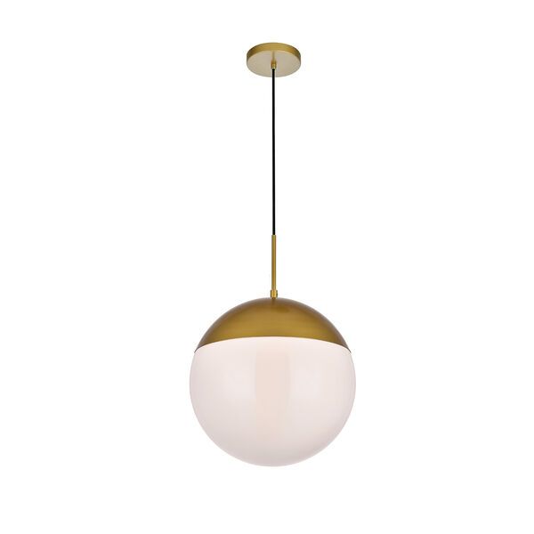 Eclipse Brass and Frosted White 14-Inch One-Light Pendant, image 3