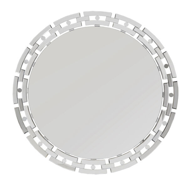 Kara Silver Geometric Frame Round Wall Mirror, image 3