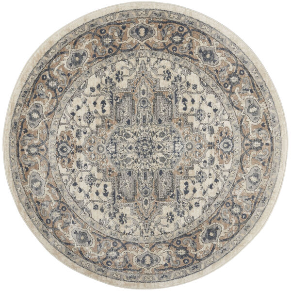 Concerto Ivory Gray Round: 5 Ft. 3 In. x 5 Ft. 3 In. Area Rug, image 1