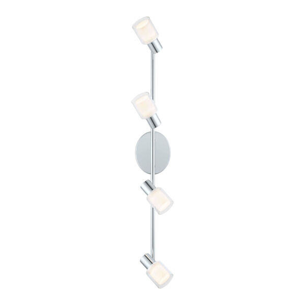 Salti Chrome Four-Light LED Track Light with Clear and White Glass Shade, image 1