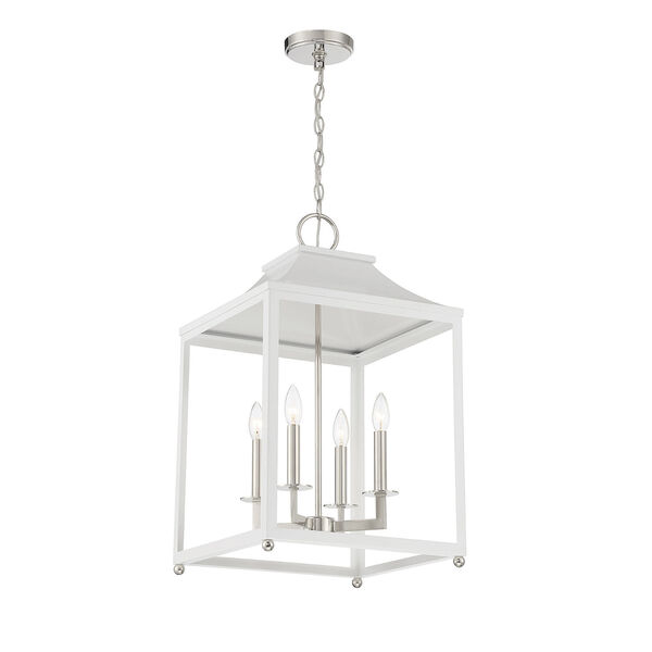 Belmont White with Polished Nickel Four-Light Pendant, image 3