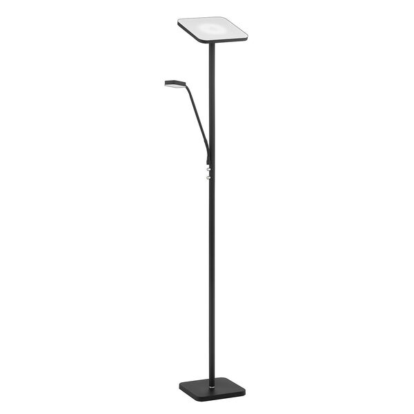 Ella Black and Satin Nickel Integrated LED Torchiere Floor Lamp with Reading Light, image 3