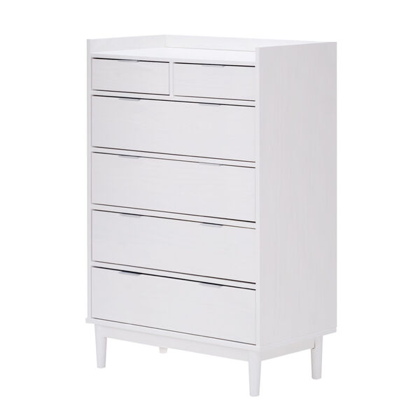 White Solid Wood Six-Drawer Dresser, image 4