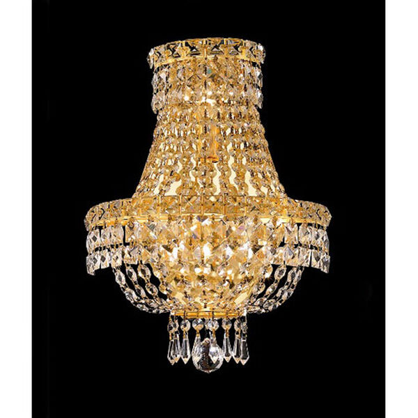 Tranquil Gold Three-Light 12-Inch Wall Sconce with Royal Cut Clear Crystal, image 1