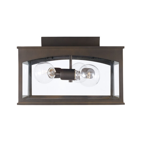 Burton Oiled Bronze Outdoor Three-Light Flush with Clear Glass, image 1